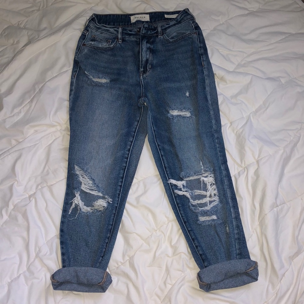 dark ripped mom jeans from pac sun